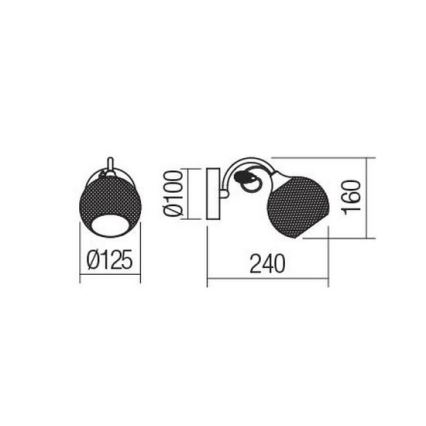 Redo 02-969 - Wandleuchte ASPERA 1xE14/28W/230V schwarz