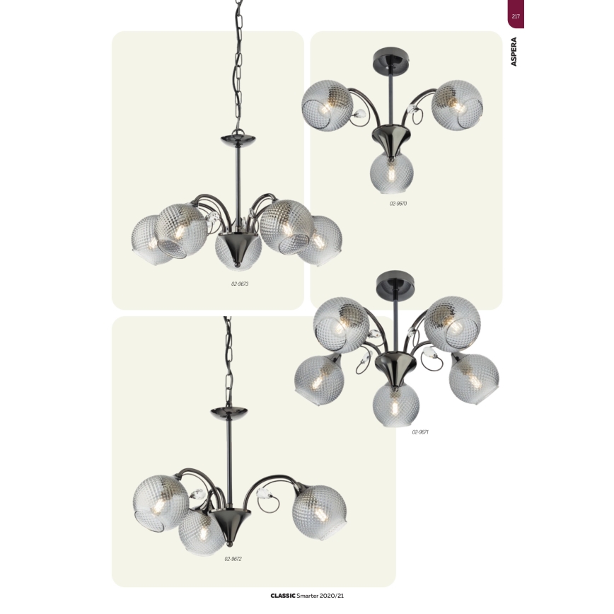 Redo 02-973 - Kronleuchter an Kette ASPERA 5xE14/28W/230V schwarz
