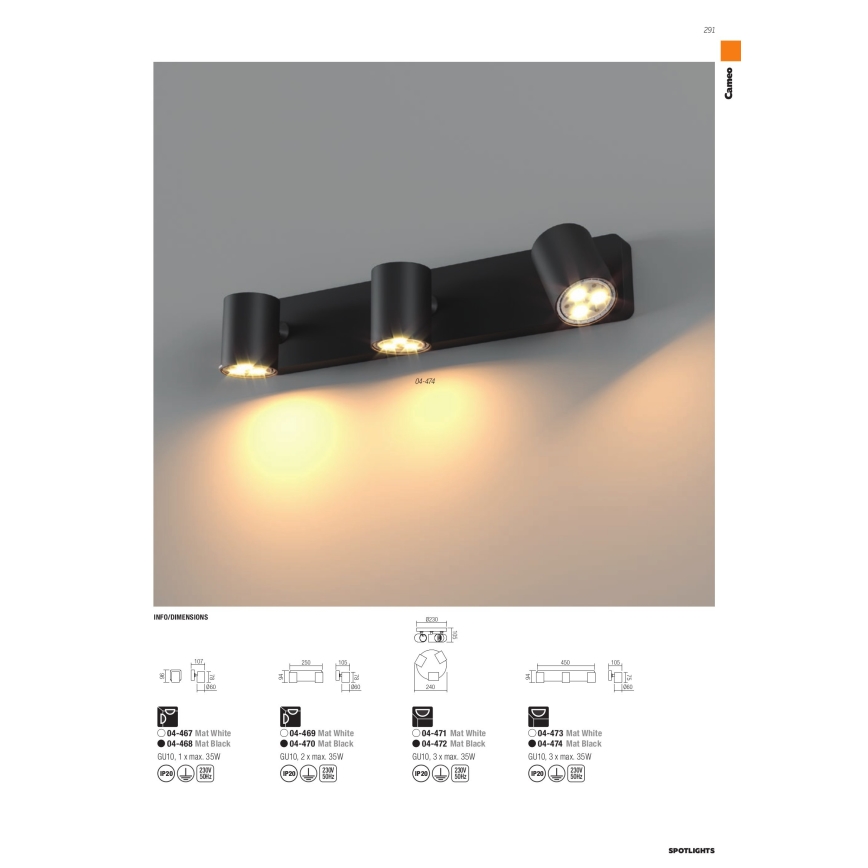Redo 04-470 - Spotleuchte CAMEO 2xGU10/35W/230V schwarz