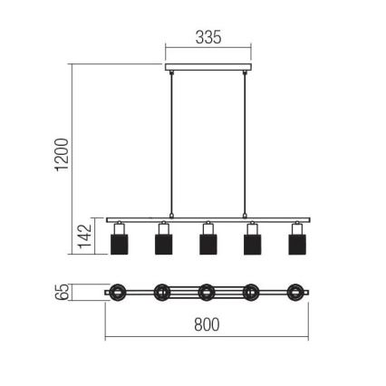 Redo 04-509 - Hängeleuchte am Kabel VERTIGO 5xE14/28W/230V glänzender Chrom/weiß