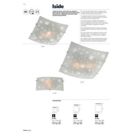 Redo 05-904 - Deckenleuchte ISIDE 1xE27/42W/230V 30x30 cm klar