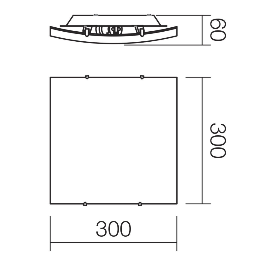 Redo 05-904 - Deckenleuchte ISIDE 1xE27/42W/230V 30x30 cm klar