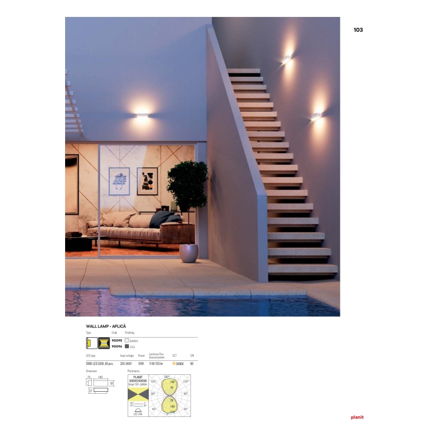 Redo 90096 - LED-Außenwandleuchte PLANIT LED/10W/230V 3000K IP54 Anthrazit