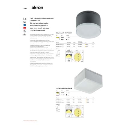 Redo 90107 - AKRON LED Außen-Deckenleuchte, 9 W/230 V, Ø 10,8 cm, IP54