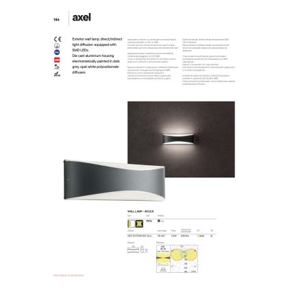 Redo 90126 - LED-Außenwandleuchte AXEL LED/7W/230V 3000 IP65 Anthrazit