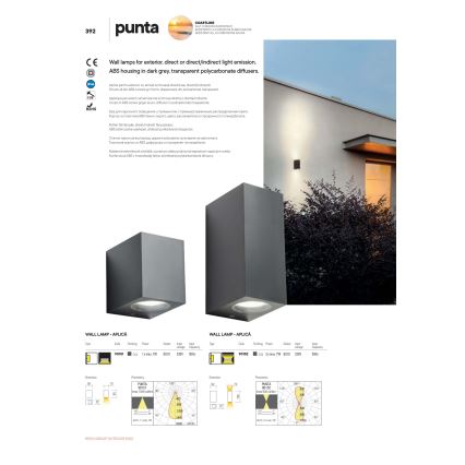 Redo 90152 - Außenwandleuchte PUNTA 2xGU10/7W/230V IP44