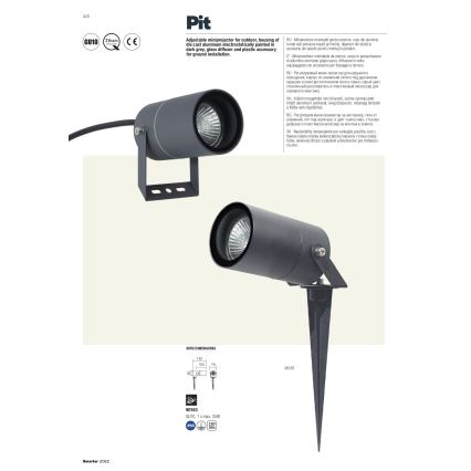 Redo 90183 - Außenlampe PIT 1xGU10/35W/230V IP65