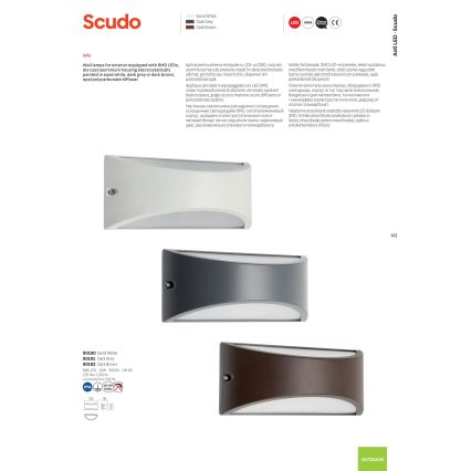 Redo 90191 - LED-Wandleuchte für den Außenbereich SCUDO LED/10W/230V 3000K IP54 anthrazit