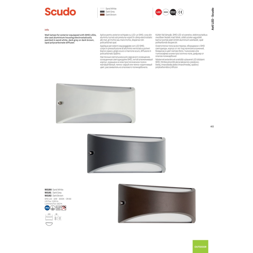Redo 90191 - LED-Wandleuchte für den Außenbereich SCUDO LED/10W/230V 3000K IP54 anthrazit