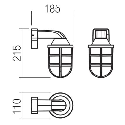 Redo 90205 - Außenwandbeleuchtung CAGE 1xE27/28W/230V IP44 messing