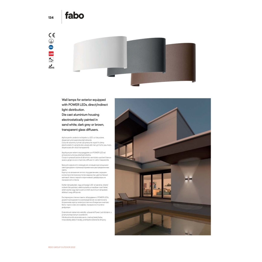 Redo 90227 - LED Auβen-Wandbeleuchtung FABO LED/6W/230V 3000K IP54 braun