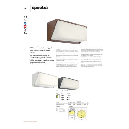 Redo 90238 - LED-Wandleuchte für den Außenbereich SPECTRA LED/16W/230V 3000K IP54 grau
