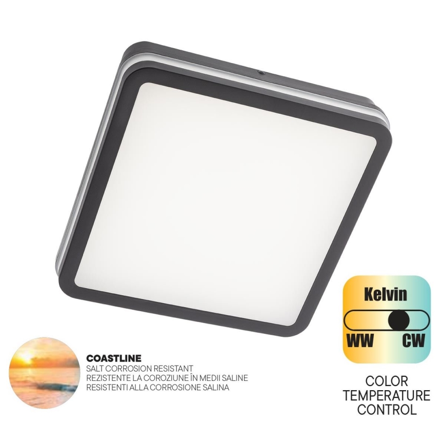 Redo 90288 - LED-Deckenleuchte für den Außenbereich ISOLA LED/24W/230V 26x26 cm 3000/4000/6500K IP54 anthrazit