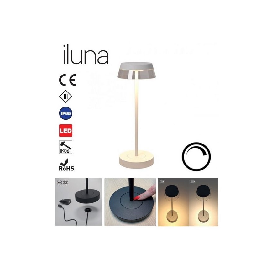 Redo 90306 - Dimmbare LED-Tischlampe mit Touch-Funktion ILUNA LED/2,5W/5V 2700-3000K 3000 mAh IP65 weiß