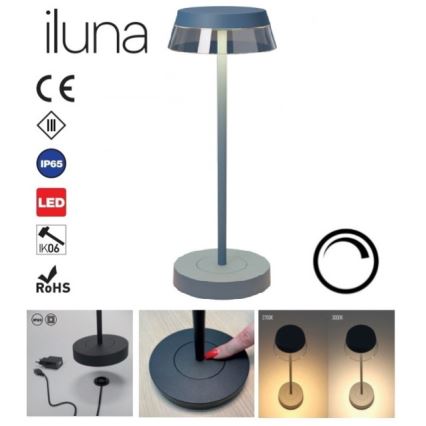 Redo 90310 - Dimmbare LED-Tischlampe mit Touch-Funktion ILUNA LED/2,5W/5V 2700-3000K 3000 mAh IP65 blau