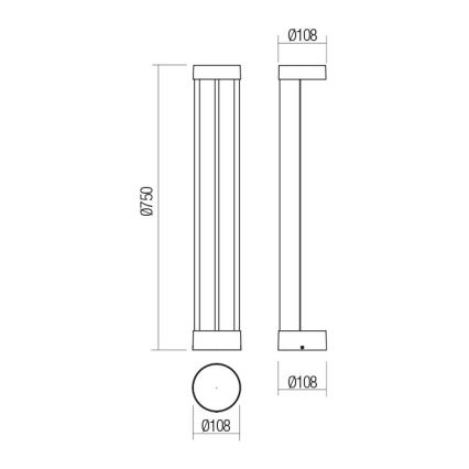 Redo 90365 - LED-Außenleuchte ZEUS LED/11,5W/230V 3000K 75 cm IP54 Anthrazit