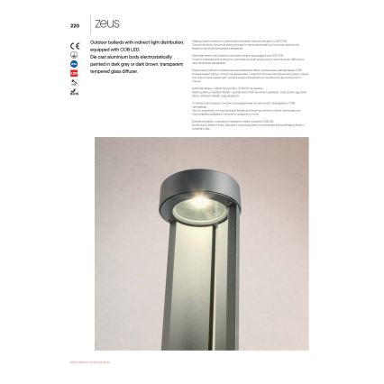 Redo 90366 - LED Außenleuchte ZEUS LED/11,5W/230V 3000K 75 cm IP54 braun