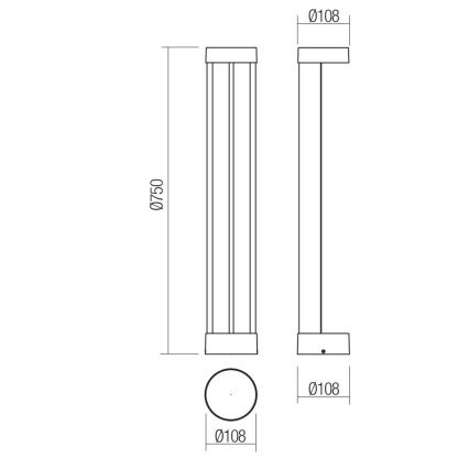 Redo 90366 - LED Außenleuchte ZEUS LED/11,5W/230V 3000K 75 cm IP54 braun