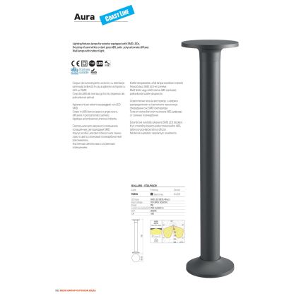 Redo 90369 - LED Außen-Wandleuchte AURA LED/8W/230V 3000K IP65 Anthrazit