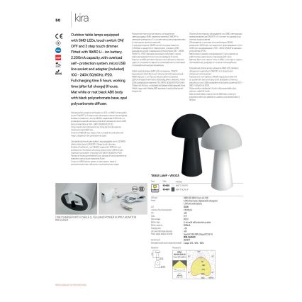 Redo 90438 - dimmbare, berührungsgesteuerte Außenleuchte KIRA LED/4,7W/230V 2200 mAh IP44 weiß