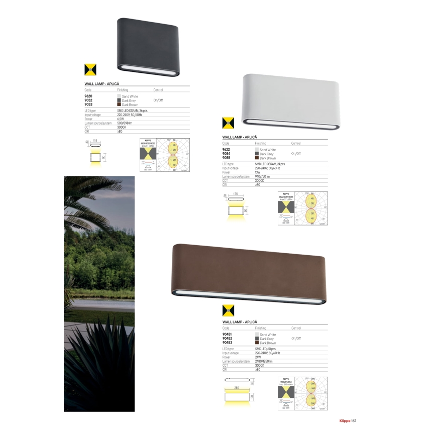 Redo 90451 - LED Außenwandleuchte KLIPPE LED/24W/230V 3000K IP54 weiß