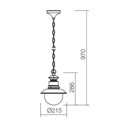 Redo 9046 - Außenleuchte an Kette SCOTT 1xE27/42W/230V IP44