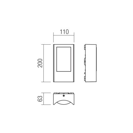 Redo 90484 - LED-Wandleuchte für den Außenbereich WARP LED/8W/230V 3000K IP44 braun