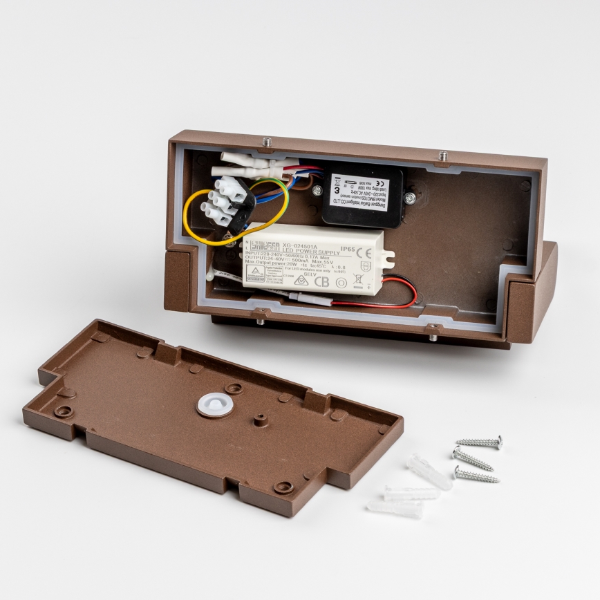 Redo 90588 - LED-Outdoor-Wandleuchte mit Sensor FLIP LED/20W/230V CRI 90 3000K IP54 braun