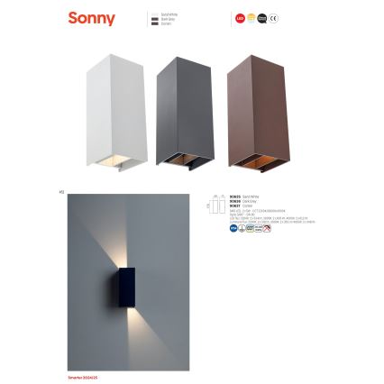 Redo 90635 - LED-Outdoor-Wandleuchte SONNY 2xLED/5W/230V 2200/3000/4000K IP54 weiß