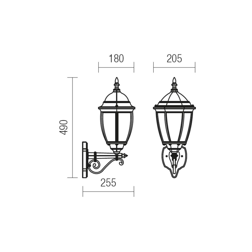 Redo 9604 - Outdoor-Wandleuchte SEVILLA 1xE27/42W/230V IP44 golden/Patina