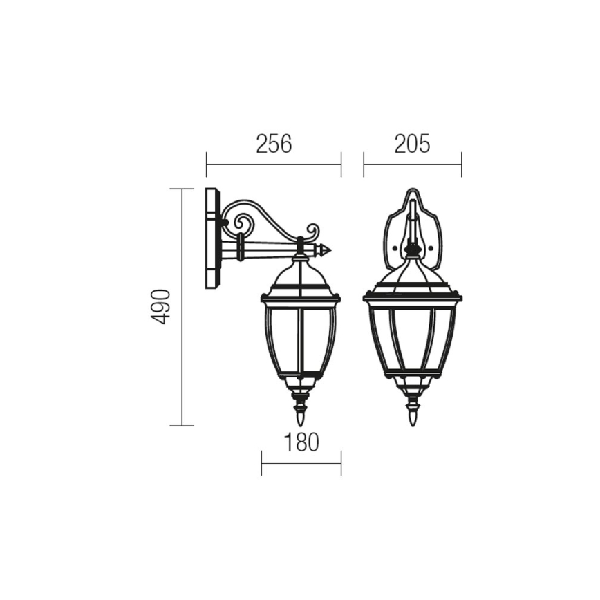 Redo 9605 - Outdoor-Wandleuchte SEVILLA 1xE27/42W/230V IP44 golden/Patina