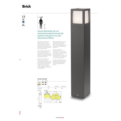 Redo 9644 - Außenleuchte BRICK 1xE27/23W/230V IP54