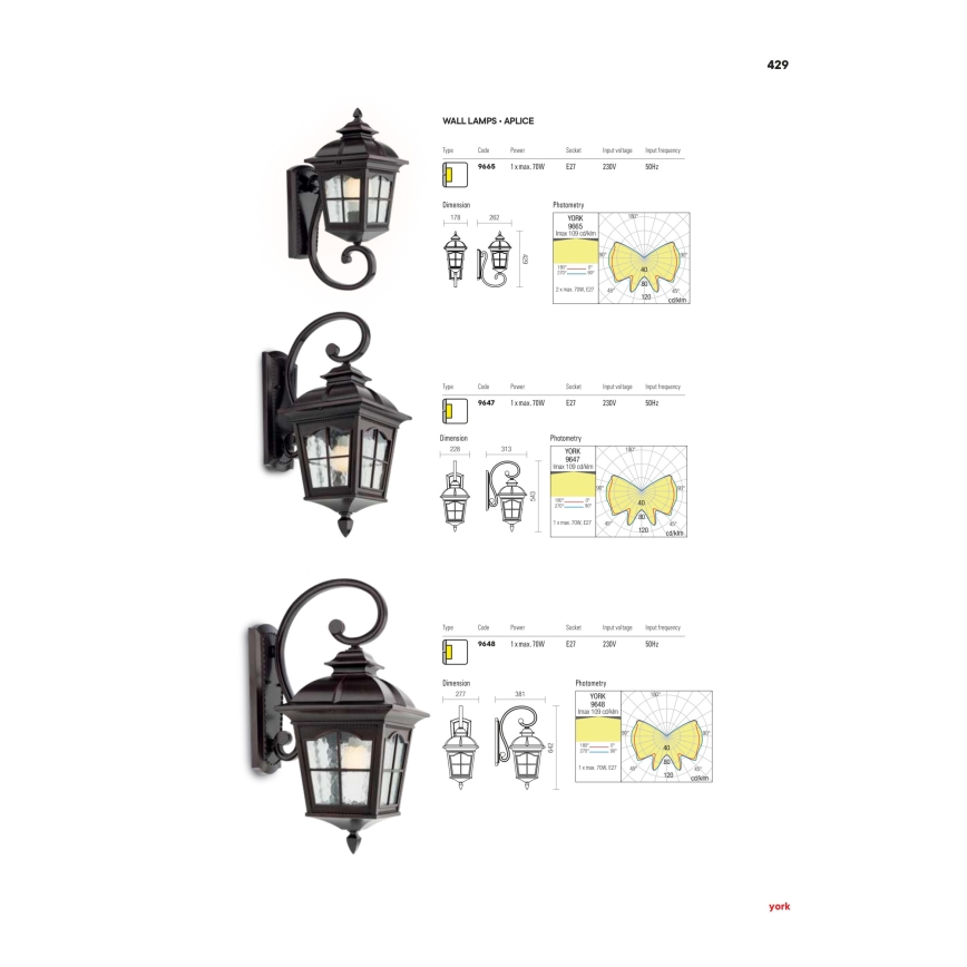 Redo 9648 - Außenwandleuchte YORK 1xE27/70W/230V IP44 braun