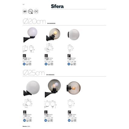 Redo 9760 - Ersatzschirm für die Außenleuchte SFERA Ø 20 cm IP44 braun