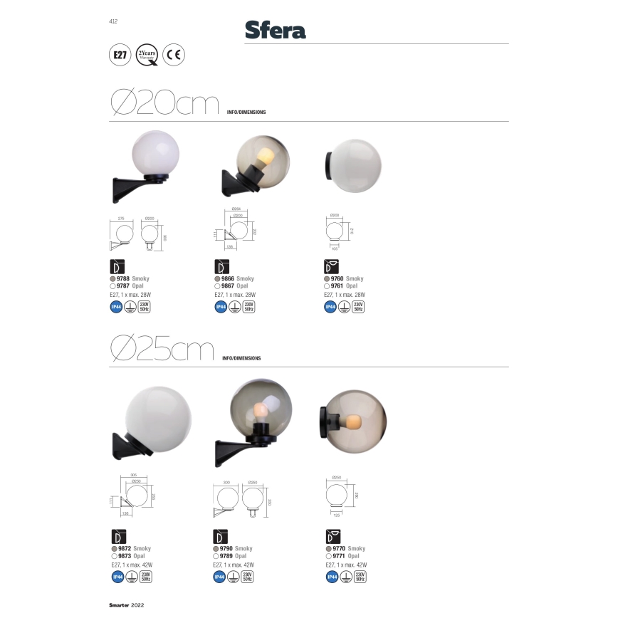 Redo 9771 - Ersatzschirm für Außenleuchte SFERA Ø 25 cm IP44 Weiß