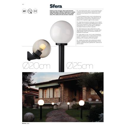 Redo 9774 - Außenlampe SFERA 1xE27/42W/230V IP44 25x38 cm braun