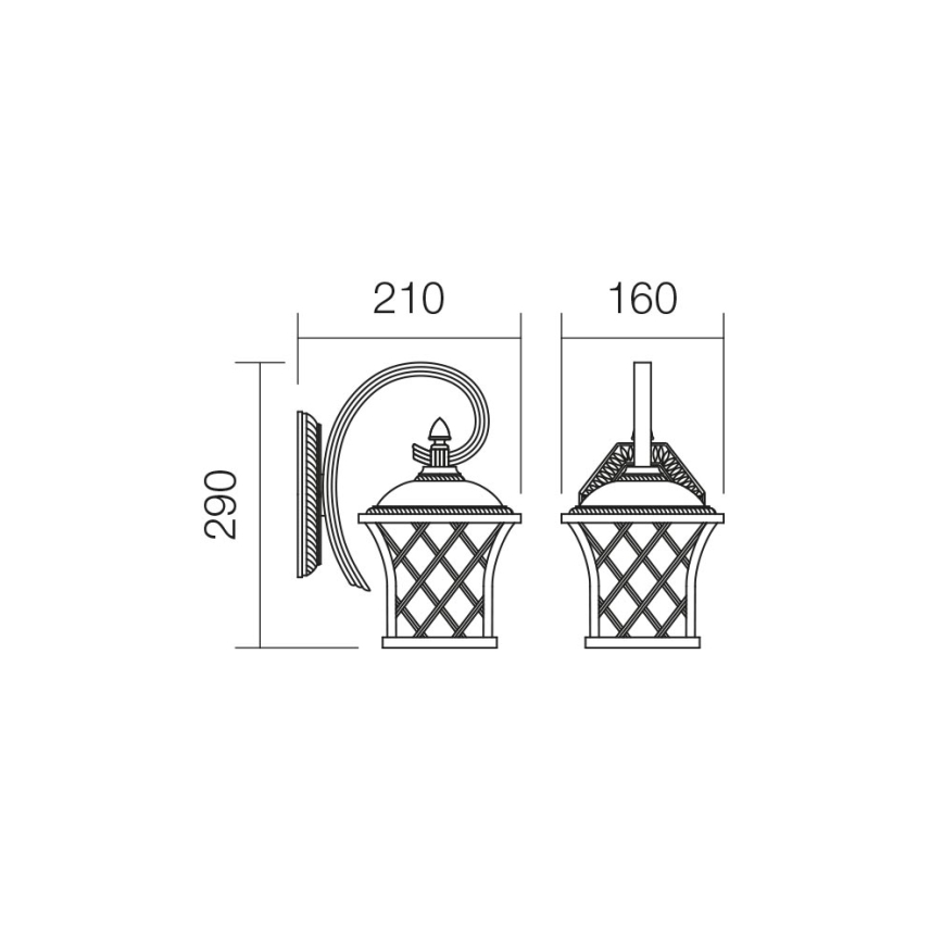 Redo 9951 - Outdoor-Wandleuchte BREMEN 1xE27/42W/230V IP23 golden/Patina