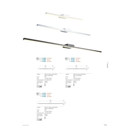 Redo01-3269 - LED-Spiegelbeleuchtung für Badezimmer ASTON LED/12W/230V 60 cm CRI 90 IP44 glänzendes Chrom