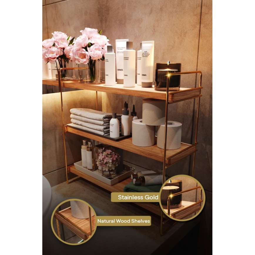 Regal-Organizer 45x40 cm golden/braun