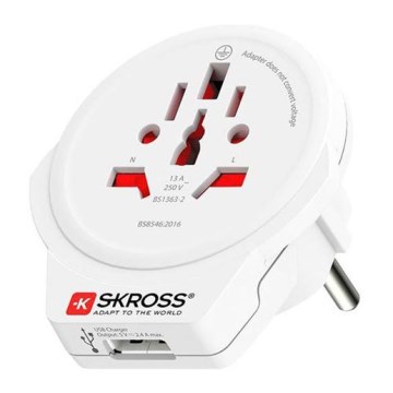 Reiseadapter Europe USB für Reisende in der Tschechischen Republik, USB-A 12W, Typ E/F