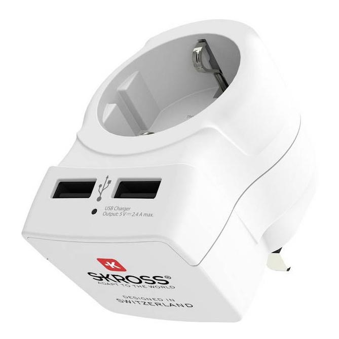 Reiseadapter für UK 230V + 2x USB-Anschluss