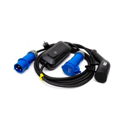 Reiseladestation für Elektroautos EV/PHEV AC Typ 2 32A/230V 7,4kW IP55 5m + Adapter 230V 3,7kW + Tasche
