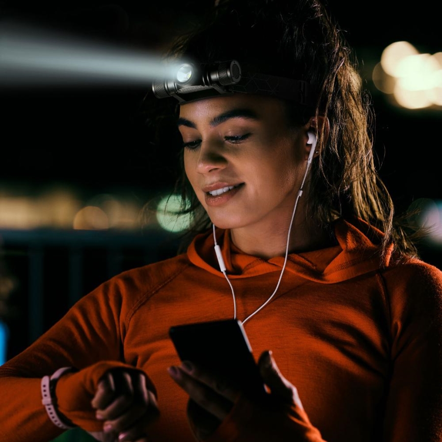 Aufladbare LED-Aluminium-Stirnlampe LED/2600 mAh IP66