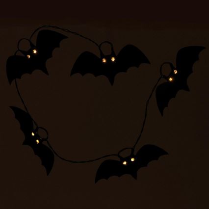 Dekorative LED-Kette HALLOWEEN 10xLED/2xAA/warmweiβ 1,3m Fledermäuse