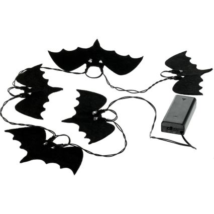 Dekorative LED-Kette HALLOWEEN 10xLED/2xAA/warmweiβ 1,3m Fledermäuse