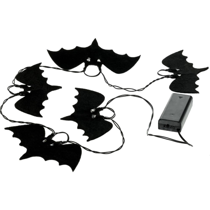 Dekorative LED-Kette HALLOWEEN 10xLED/2xAA/warmweiβ 1,3m Fledermäuse