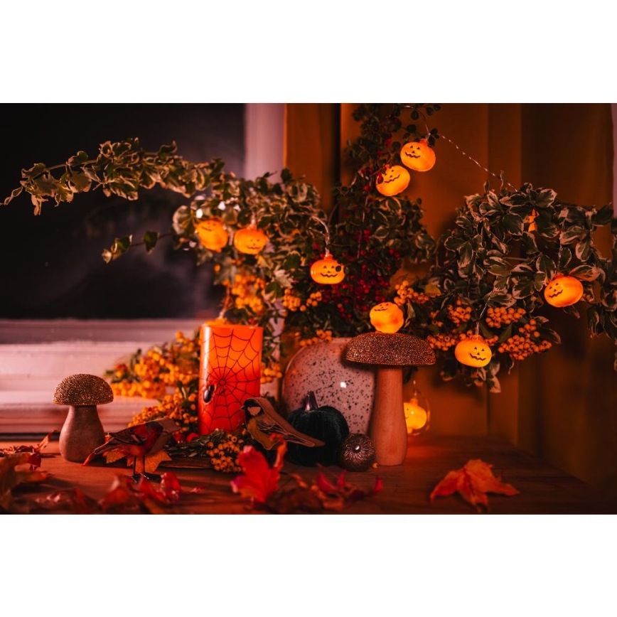 Dekorative LED-Kette HALLOWEEN 20xLED/3xAA/warmweiβ 3,3m Kürbisse