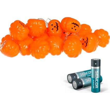 Dekorative LED-Kette HALLOWEEN 20xLED/3xAA/warmweiβ 3,3m Kürbisse