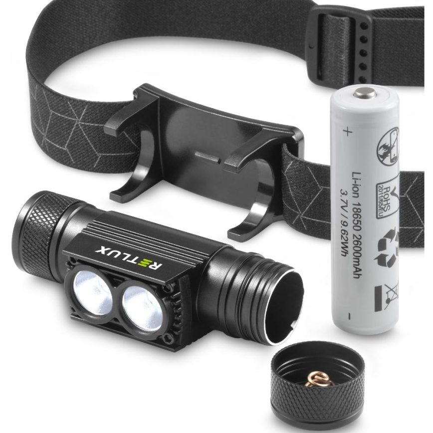Dimmbare, aufladbare LED-Aluminium-Stirnlampe LED/2600 mAh IP65