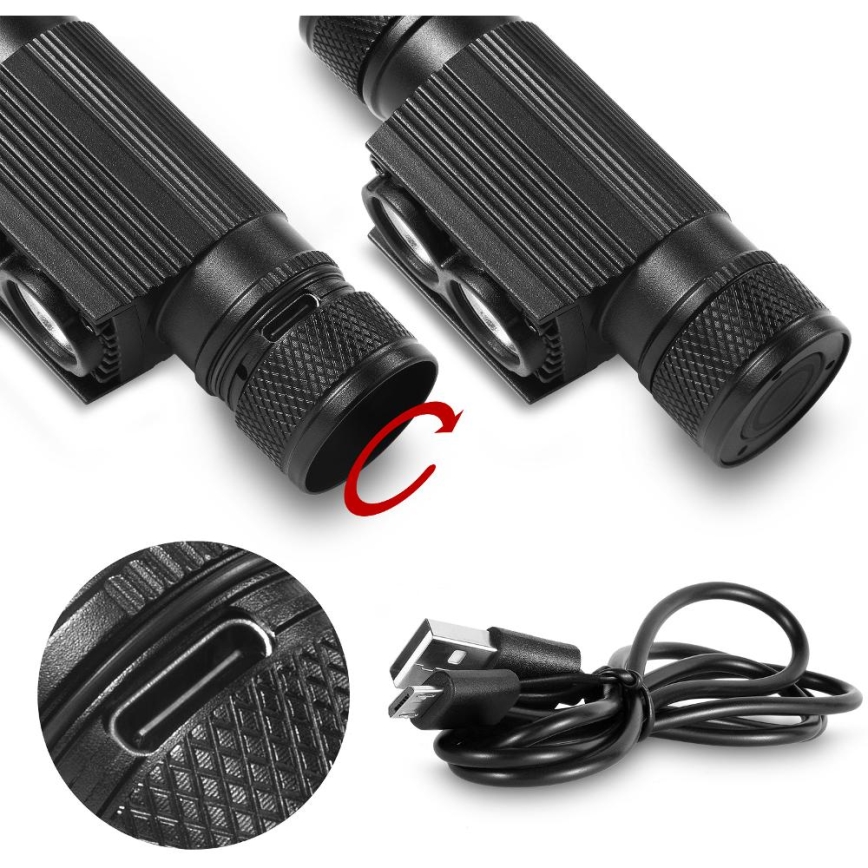 Dimmbare, aufladbare LED-Aluminium-Stirnlampe LED/2600 mAh IP65